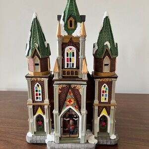 Costco Christmas Village Lighted Cathedral Church with Carolers Snowy Holiday